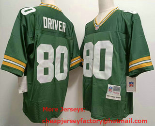 Men's Green Bay Packers #80 Donald Driver Green Throwback Stitched Jersey