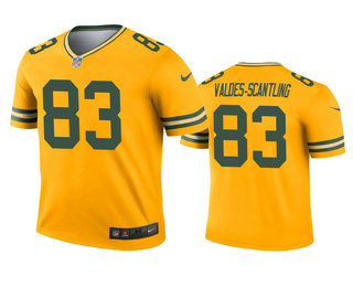 Men's Green Bay Packers #83 Marquez Valdes-Scantling Gold Inverted Legend Jersey