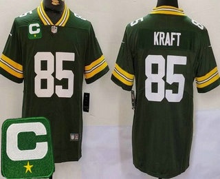 Men's Green Bay Packers #85 Tucker Kraft Limited Green 2025 Captain Patch Vapor Jersey