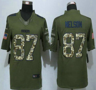Men's Green Bay Packers #87 Jordy Nelson Nike Green Salute To Service Limited Jersey