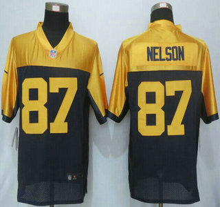 Men's Green Bay Packers #87 Jordy Nelson Navy Blue With Gold NFL Nike Limited Jersey