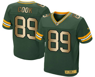 Men's Green Bay Packers #89 Jared Cook Green With Gold Stitched NFL Nike Elite Jersey