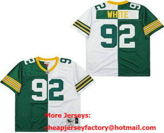 Men's Green Bay Packers #92 Reggie White Green White Split 1996 Throwback Jersey
