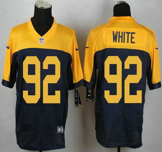 Men's Green Bay Packers #92 Reggie White Navy Blue With Gold NFL Nike Elite Jersey