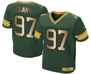 Men's Green Bay Packers #97 Kenny Clark Green With Gold Stitched NFL Nike Elite Jersey