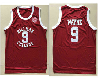 Men's Hillman College #9 Dwayne Wayne Red Swingman Stitched Basketball Jersey