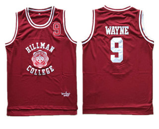 Men's Hillman College #9 Dwayne Wayne Red Swingman Stitched Basketball Jersey The Movie List of A Different World Jerseys