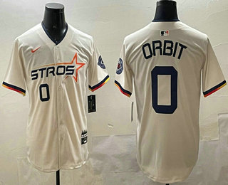Men's Houston Astros #0 Orbit Cream 2025 City Connect Limited Stitched Jersey