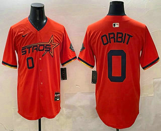 Men's Houston Astros #0 Orbit Orange 2025 City Connect Limited Stitched Jersey