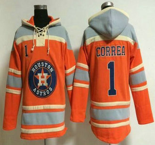 Men's Houston Astros #1 Carlos Correa Alternate Orange MLB Hoody