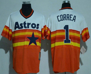 Men's Houston Astros #1 Carlos Correa Rainbow Stitched MLB Cool Base Cooperstown Collection Player Jersey