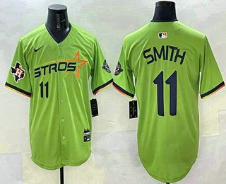 Men's Houston Astros #11 Cam Smith Green 2025 City Connect Limited Stitched Jersey