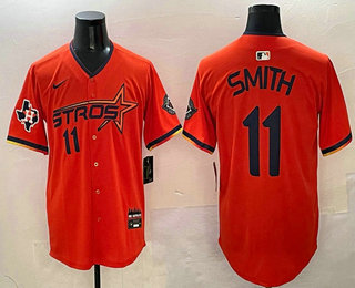 Men's Houston Astros #11 Cam Smith Orange 2025 City Connect Limited Stitched Jersey
