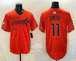Men's Houston Astros #11 Cam Smith Orange 2025 City Connect Limited Stitched Jersey