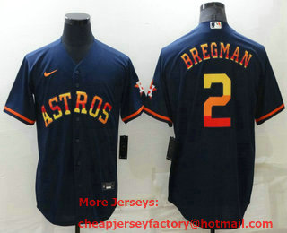 Men's Houston Astros #2 Alex Bregman Navy Blue Rainbow Stitched MLB Cool Base Nike Jersey