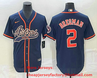 Men's Houston Astros #2 Alex Bregman Navy Blue With Patch Cool Base Stitched Baseball Jersey