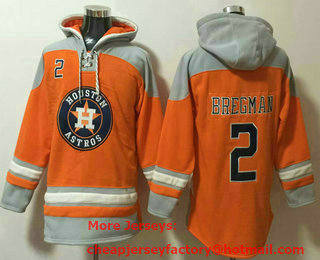 Men's Houston Astros #2 Alex Bregman Orange Ageless Must Have Lace Up Pullover Hoodie