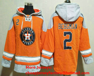 Men's Houston Astros #2 Alex Bregman Orange Ageless Must Have Lace Up Pullover Hoodie