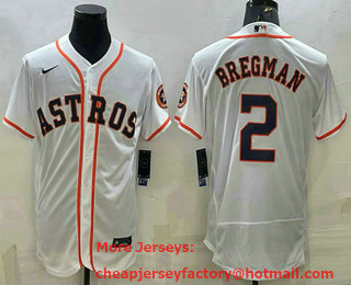 Men's Houston Astros #2 Alex Bregman White Stitched MLB Flex Base Nike Jersey