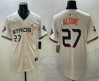 Men's Houston Astros #27 Jose Altuve Cream 2025 City Connect Limited Stitched Jersey