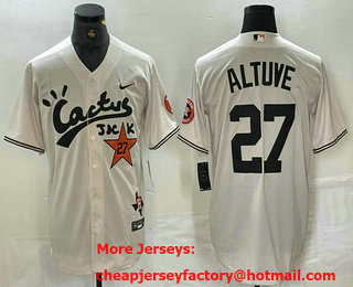 Men's Houston Astros #27 Jose Altuve Cream Cactus Jack Vapor Premier Stitched Baseball Jersey