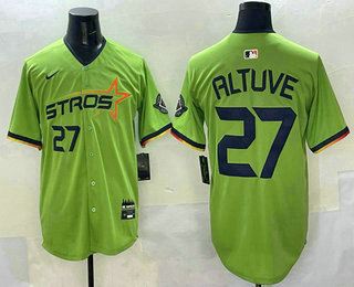 Men's Houston Astros #27 Jose Altuve Green 2025 City Connect Limited Stitched Jersey