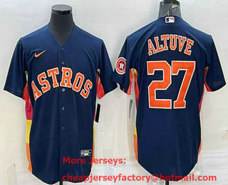 Men's Houston Astros #27 Jose Altuve Navy Blue With Patch Stitched MLB Cool Base Nike Jersey