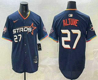 Men's Houston Astros #27 Jose Altuve Navy White 2025 City Connect Limited Stitched Jersey