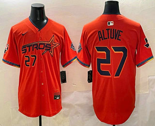 Men's Houston Astros #27 Jose Altuve Orange 2025 City Connect Limited Stitched Jersey