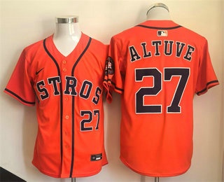 Men's Houston Astros #27 Jose Altuve Orange Limited Stitched Jersey