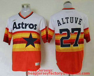 Men's Houston Astros #27 Jose Altuve Orange Rainbow Cooperstown Stitched MLB Cool Base Nike Jersey