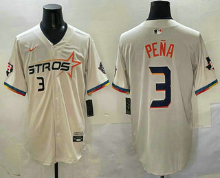 Men's Houston Astros #3 Jeremy Pena Cream 2025 City Connect Limited Stitched Jersey