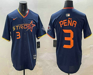 Men's Houston Astros #3 Jeremy Pena Navy 2025 City Connect Limited Stitched Jersey