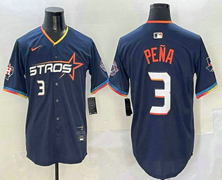 Men's Houston Astros #3 Jeremy Pena Navy 2025 City Connect Limited Stitched Jersey