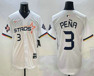 Men's Houston Astros #3 Jeremy Pena White 2025 City Connect Limited Stitched Jersey
