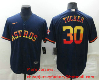 Men's Houston Astros #30 Kyle Tucker Navy Blue Rainbow Stitched MLB Cool Base Nike Jersey