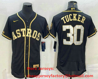 Men's Houston Astros #30 Kyle Tucker Black Gold Flex Base Stitched Jersey