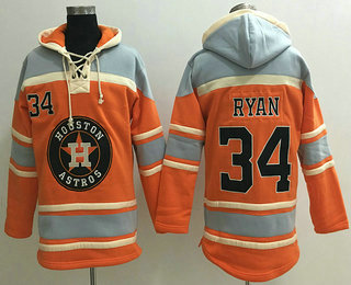 Men's Houston Astros #34 Nolan Ryan Alternate Orange MLB Hoodie