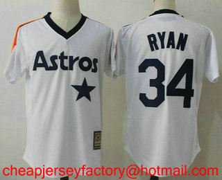 Men's Houston Astros #34 Nolan Ryan White Mitchell & Ness Throwback Jersey