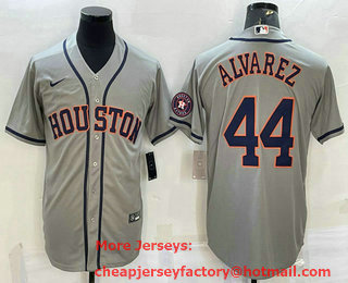 Men's Houston Astros #44 Yordan Alvarez Grey With Patch Stitched MLB Cool Base Nike Jersey