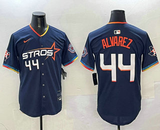 Men's Houston Astros #44 Yordan Alvarez Number Navy 2025 City Connect Limited Stitched Jersey