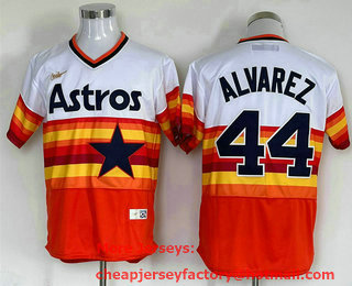 Men's Houston Astros #44 Yordan Alvarez Orange Rainbow Cooperstown Stitched MLB Cool Base Nike Jersey