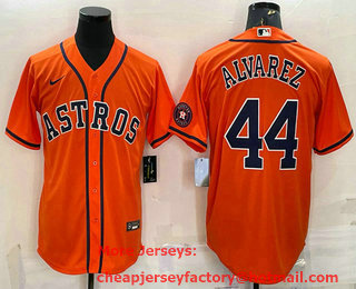 Men's Houston Astros #44 Yordan Alvarez Orange With Patch Stitched MLB Cool Base Nike Jersey