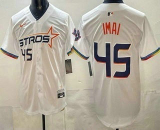 Men's Houston Astros #45 Tatsuya Imai White 2025 City Connect Limited Jersey