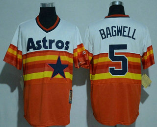 Men's Houston Astros #5 Jeff Bagwell Rainbow Stitched MLB Cool Base Cooperstown Collection Player Jersey