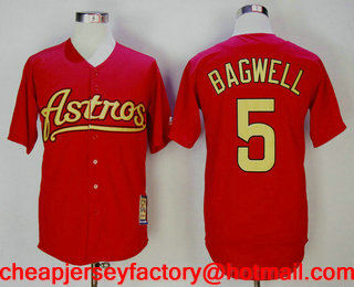 Men's Houston Astros #5 Jeff Bagwell Red with Astros Cooperstown Collection Stitched MLB Jersey
