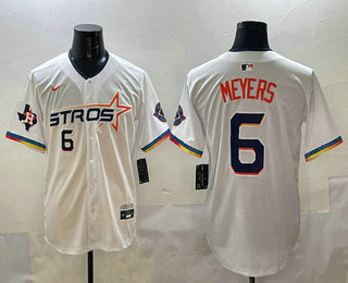 Men's Houston Astros #6 Jake Meyers Number White 2025 City Connect Limited Stitched Jersey