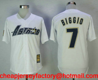 Men's Houston Astros #7 Craig Biggio White Astrodome 1981 Throwback Cooperstown Collection Stitched MLB Mitchell & Ness Jersey