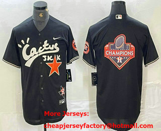 Men's Houston Astros Big Logo Black Cactus Jack Vapor Premier Stitched Baseball Jersey