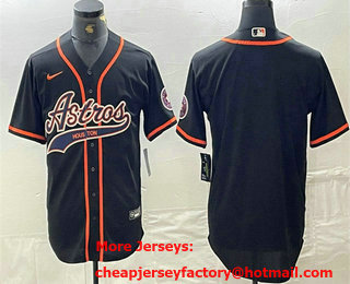 Men's Houston Astros Blank Black With Patch Cool Base Stitched Baseball Jersey